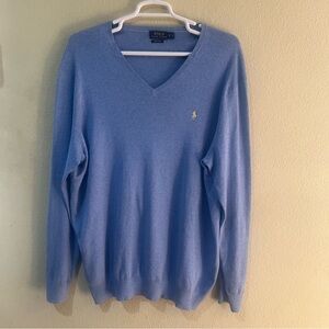 Polo Ralph Lauren Men's Sweater XLT Tall 100% Pima Cotton V Neck Blue e2